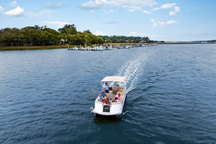 a small boat in a body of water