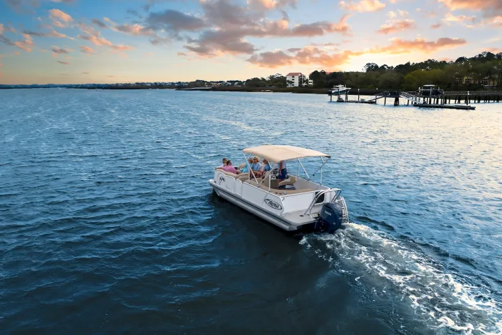 a small boat in a body of water