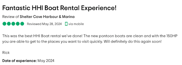 Shelter Cove Boat Rental Review