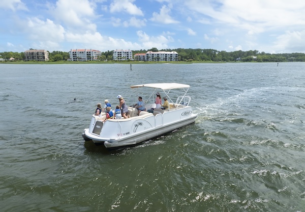 A family on a pontoon